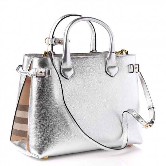 NWT BURBERRY LEATHER HOUSE CHECK BANNER DERBY MEDIUM TOTE BAG - Picture 4 of 13